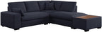 Joshua 100W Dark Gray Woven Fabric Sectional Sofa with Right Facing Chaise and Console Ottoman