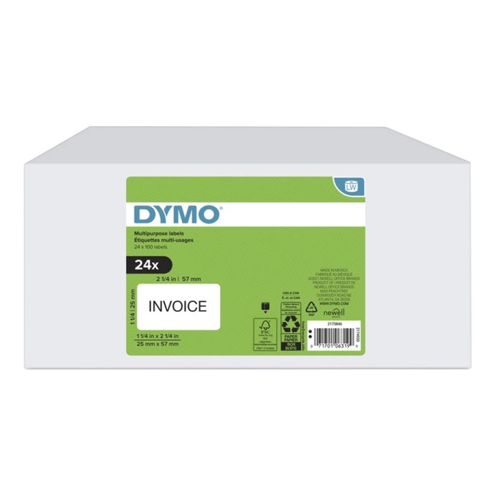 Rubbermaid Dymo Multipurpose White Medium Labels