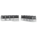 vidaXL 9-Piece Patio Lounge Set with Cushions in White - Steel Frame | Modular Outdoor Furniture | Comfortable Seating | Durable Woven Fabric Material | Ideal for Garden and Yard Spaces.