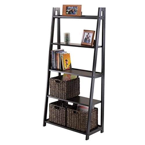 Ergode Contemporary Aaron A-Frame Shelf - 30.1' Width, 12.1' Depth - Solid Wood Frame - 3-Tier Design - 50 lbs Load Capacity - Sleek Black Finish (20513-VV)