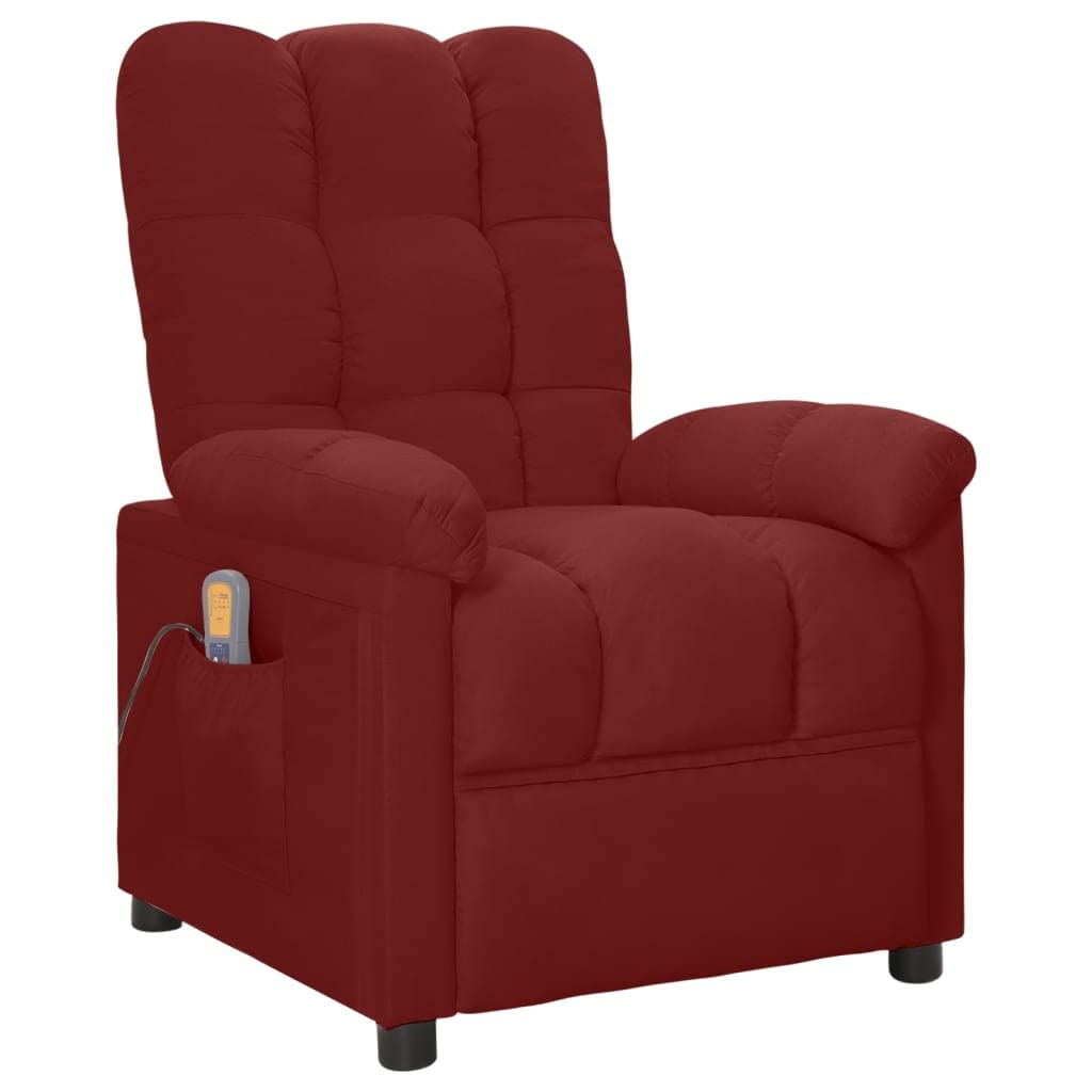 vidaXL Massage Recliner Wine Red Fabric