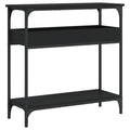 vidaXL Console Table with Adjustable Feet and Shelf - Black, Made from Engineered Wood and Metal for Living Room, Entryway, or Hallway