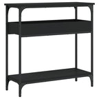 vidaXL Console Table with Adjustable Feet and Shelf - Black, Made from Engineered Wood and Metal for Living Room, Entryway, or Hallway