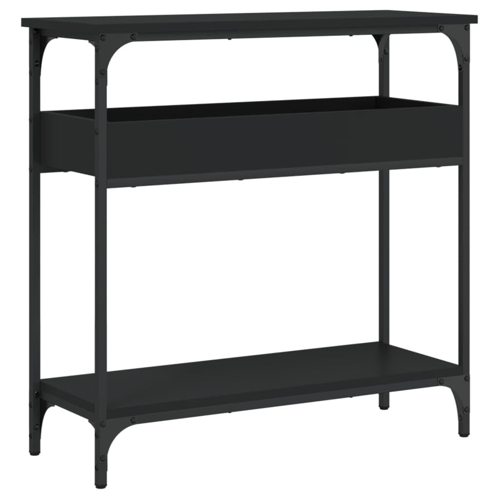 vidaXL Console Table with Adjustable Feet and Shelf - Black, Made from Engineered Wood and Metal for Living Room, Entryway, or Hallway
