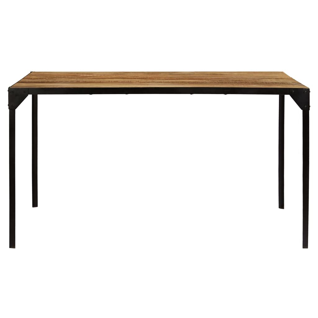 vidaXL Industrial-Style Square Dining Table - Solid Mango Wood Construction, Powder-Coated Iron Frame, Polished, Painted and Lacquered, Brown Wood Grains.