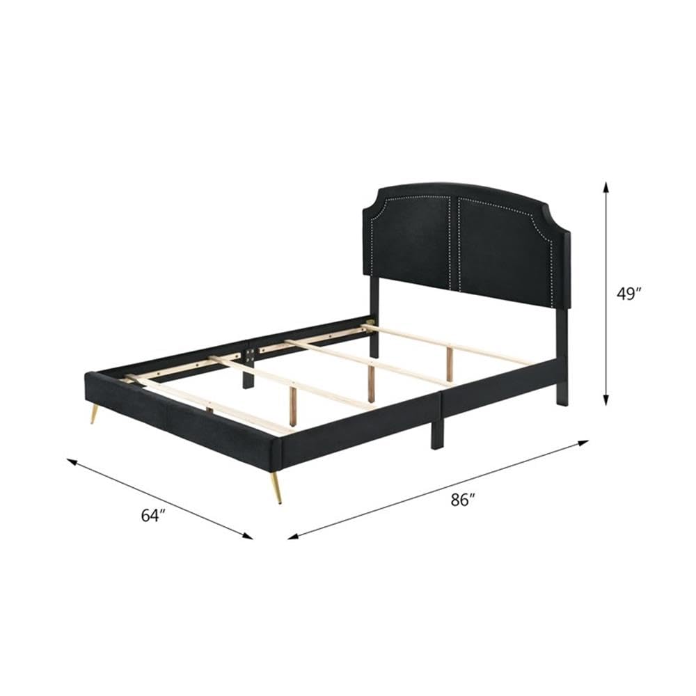 Acme Zeena Queen Bed in Black Velvet