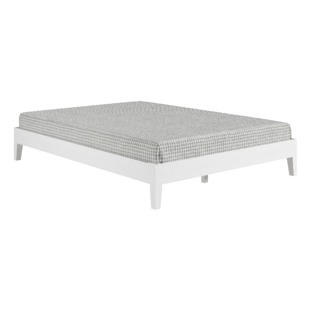 Steve Silver Furniture Nix Queen Platform Bed, 6.5-Inch Under Bed Clearance, Farmhouse, Contemporary, Mid-Century, Modern, Solid Pine Wood, Bedroom, 82.01" L x 62.48" W x 12.24" H, White