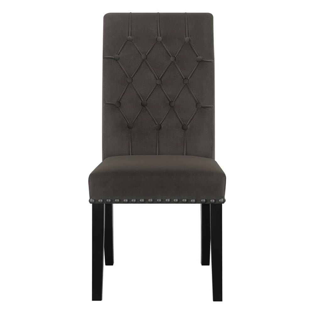 Coaster Home Furnishings Alana Upholstered Tufted Side Chairs with Nailhead Trim (Set of 2) and Brown Velvet