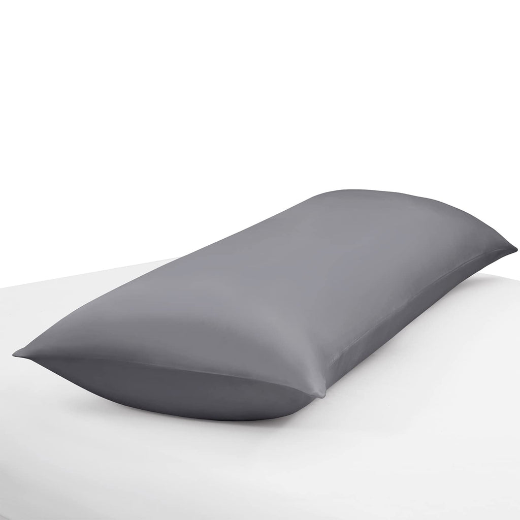 Ersmak Satin Body Pillow Cover, 20X54 Inches Grey Ultra Soft Satin Body Pillow Case For Hair And Skin, Silky Slip Cooling Long S