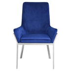 Acme Cambrie Velvet Upholstery Side Chair in Blue and Mirrored Silver (Set of 2)