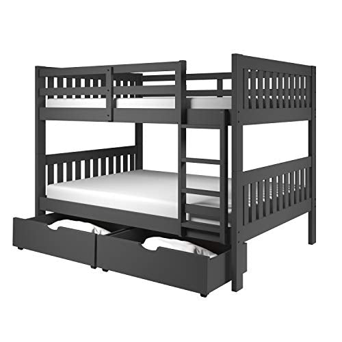 Donco Kids Austin Mission Full Over Full Dark Grey Bunkbed With Dual Underbed Drawers