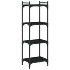 vidaXL 4-Tier Black Bookcase - Engineered Wood and Metal Frame - Adjustable Feet for Stability - Industrial Style Home Decor Bookshelf