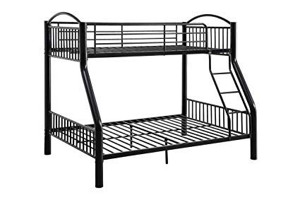 HomeRoots Beddings 78' X 56' X 67' Twin Over Full Black Bunk Bed