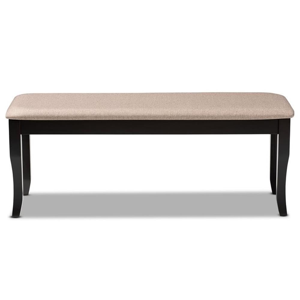 Baxton Studio Cornelie Modern and Contemporary Transitional Sand Fabric Upholstered and Dark Brown Finished Wood Dining Bench