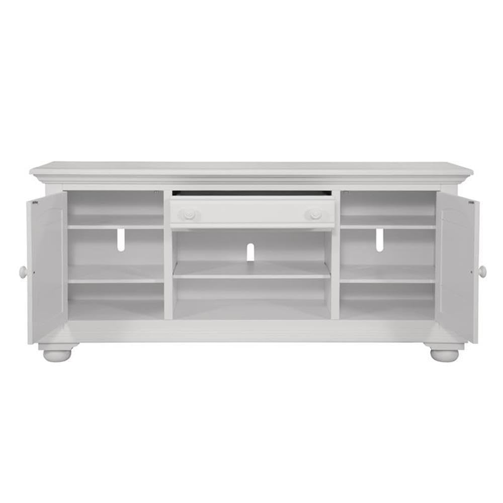 American Woodcrafters Cottage Traditions Eggshell White 72-Inch Wood Tv Console