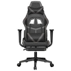 vidaXL Massage Gaming Chair for Adult, Reclining Computer Chair with Footrest and Headrest, Height Adjustable Office Chair with 360°-Swivel Castors, Black and Grey Faux Leather