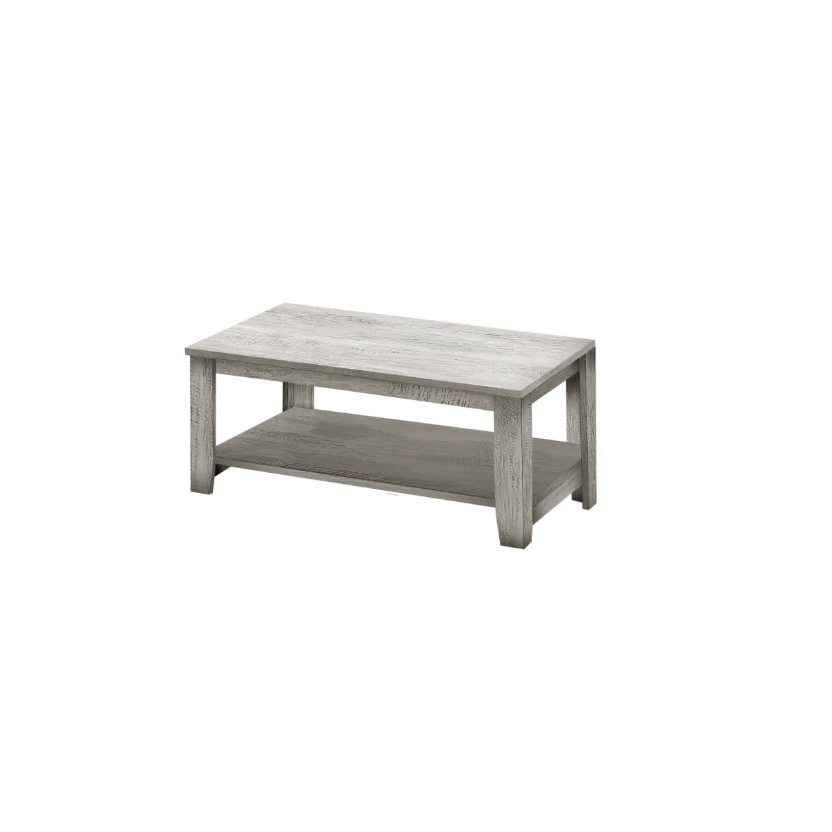 HomeRoots 489974 42 in. Rectangular Coffee Table with Three Shelves Gray - Set of 3