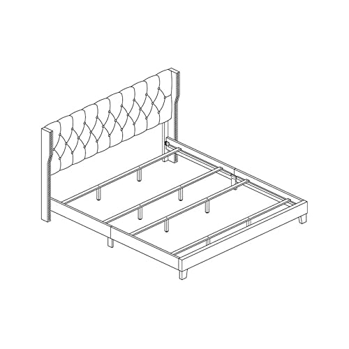 Best Quality Furniture Panel Bed, Eastern King, White Faux Leather