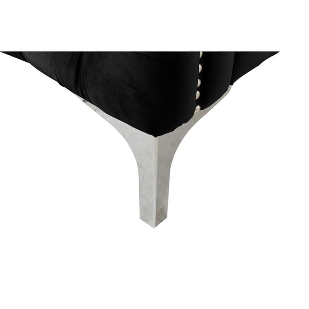 Lilola Home Bayberry Black Velvet Chair with 1 Pillow