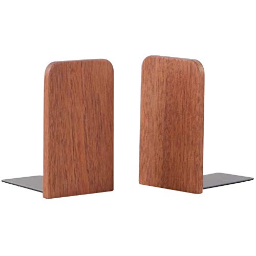 Muso Wood Book Ends For Shelves, Non-Slip Bookends, Heavy Duty Wooden Bookend Support For Books And Movies (Sapele 2 Pairs)
