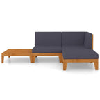 vidaXL Patio Lounge Set 4 Piece, Sectional Sofa for Outdoor, Patio Furniture with Cushions, Coffee Table, Scandinavian Style, Solid Acacia Wood