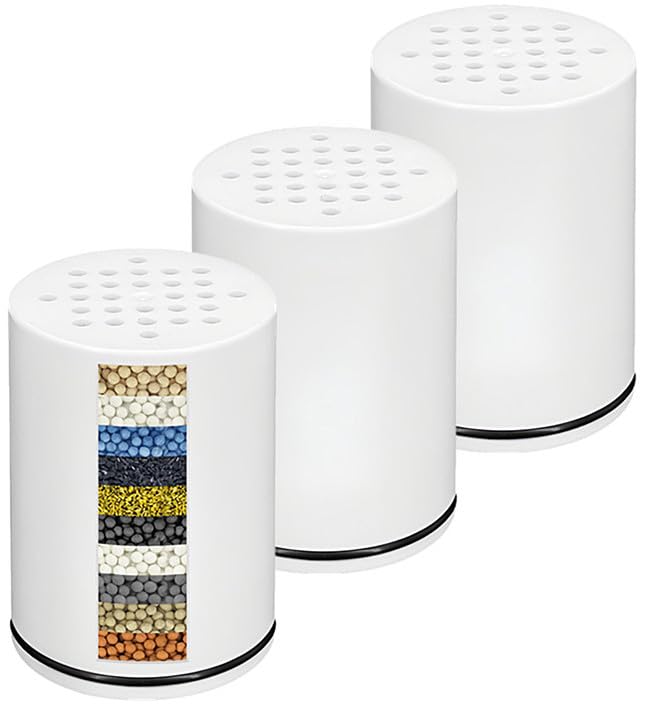 AWO 3 PACK Replacement Shower Filter Cartridge Compatible for Kitsch Showerhead,Multi Stage Shower Filtration Systems for Hard W