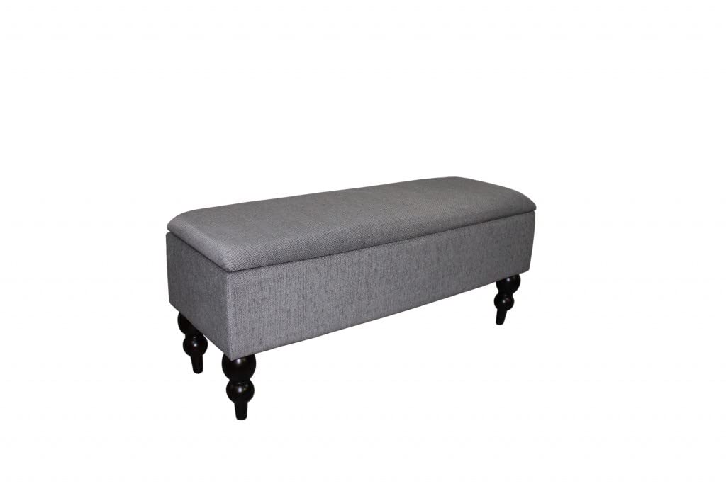 HomeRoots Grey Wood, Polyurethane Foam: 97%, Polyester Fabric: 3% Modern Tailored Gray and Black Storage Bench