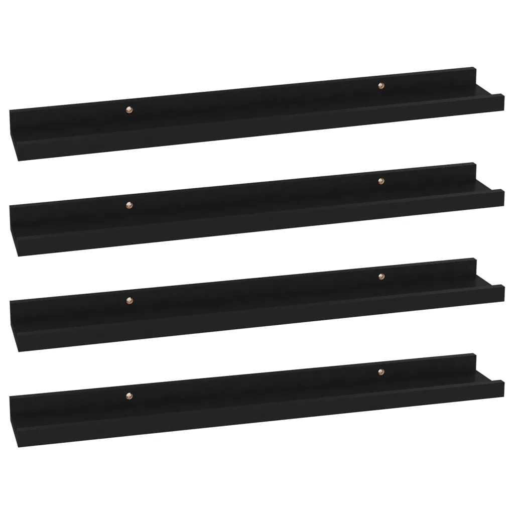 vidaXL 4-Piece Wall Shelves, Black—23.6&quot;x3.5&quot;x1.2&quot;–Space Optimising, Wall-Mounted MDF Shelves, Easy to Clean, Ideal for Displaying Collectibles, Books & More