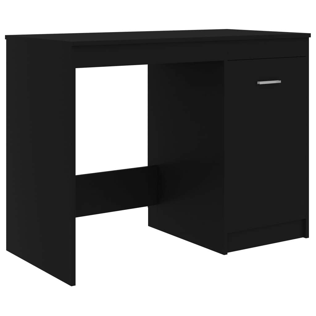 vidaXL Modern Scandinavian Style Desk, Black 39.4&quot;x19.7&quot;x29.9&quot; with Integrated Cabinet, Engineered Wood - Ideal for Home Office and Study Area