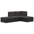 vidaXL Patio Lounge Set with Adjustable Corner Sofa - 4 Piece Black Poly Rattan Set with Thick Cushions and Weather-Resistant Frame, Modular and Easy-to-Clean