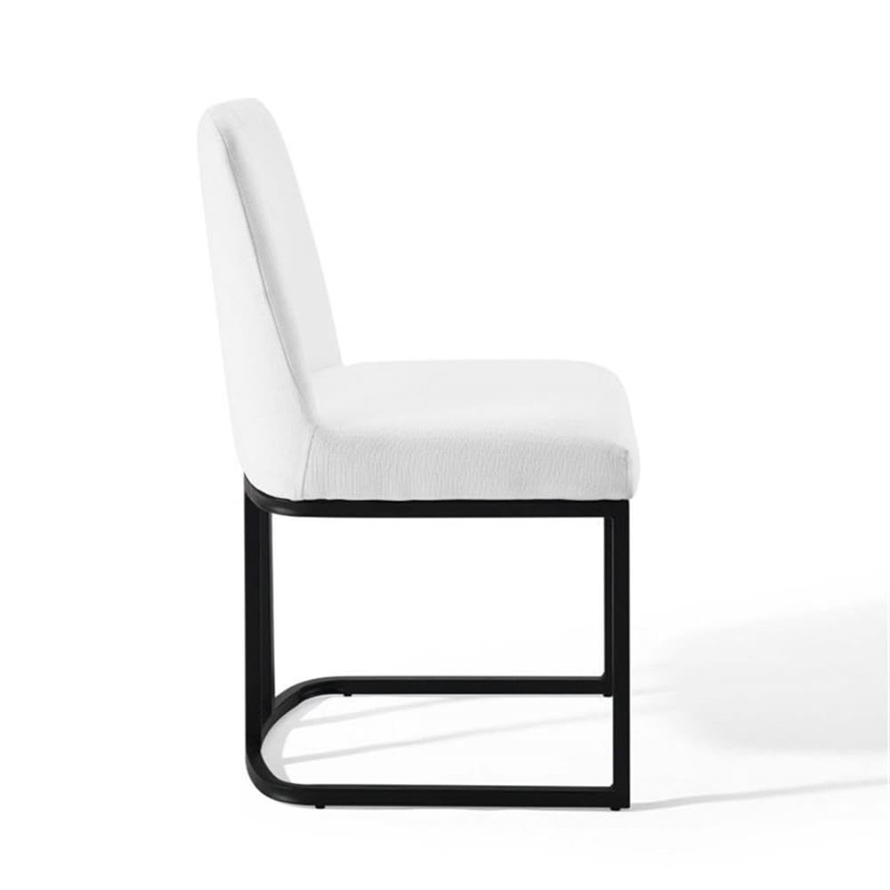 Modway Amplify Sled Base Upholstered Fabric Dining Side Chair, Black White 22 X 19 X 32