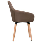 vidaXL Set of 2 Dining Chairs, Brown Fabric, Comfortable Seating with Armrests, Sturdy Metal and Solid Wood Legs, High Load Capacity