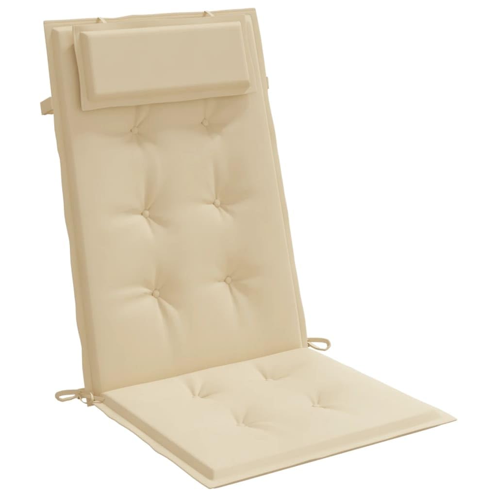 Vidaxl Highback Chair Cushions Set, 4Pcs - Beige | Made With Oxford Fabric | Indoor And Outdoor Use | Water-Resistant | Durable