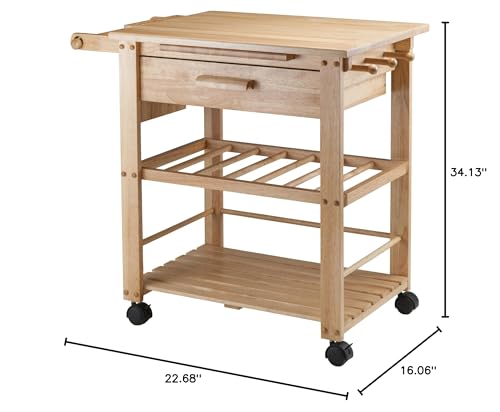 Ergode Julia Kitchen Cart - Sleek & Modern Design, Granite Top, Metal Basket, Removable Tray, Casters, Ample Storage, Black Finish. Dimensions: 22.6' W x 16' D x 34.1' H. (83644-VV)