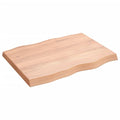 vidaXL Light Brown Solid Oak Wood Live Edge Table Top - Varnished, Handcrafted, and Versatile for Home or Commercial Use - 31.5x