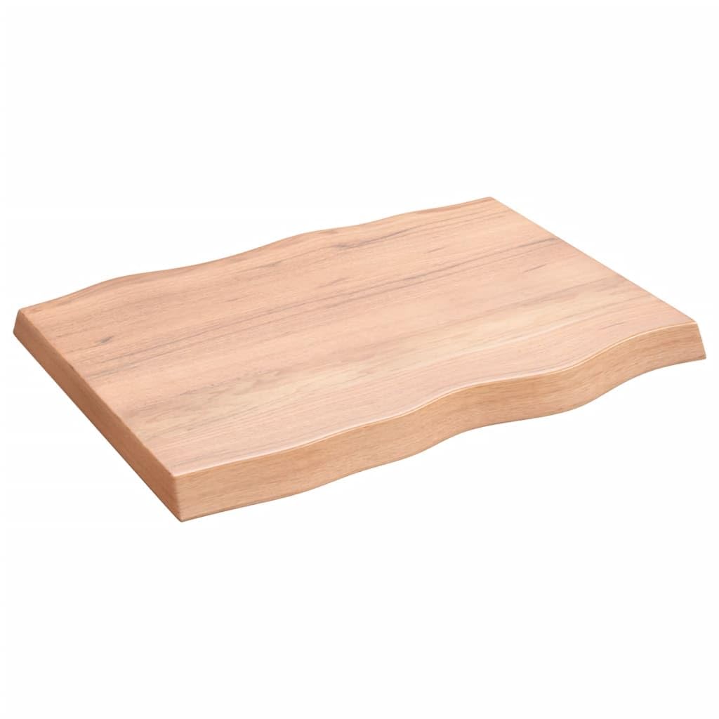 vidaXL Light Brown Solid Oak Wood Live Edge Table Top - Varnished, Handcrafted, and Versatile for Home or Commercial Use - 31.5x