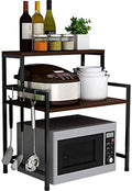 INDIAN DECOR. 28360 Metal 3Layer MultiFunction Microwave Oven Rack Kitchen Storage Shelf (Black, Tiered Shelf)