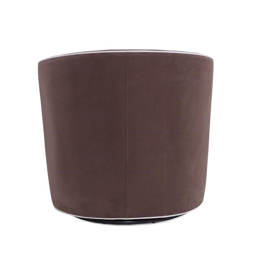 Comfort Pointe Keely Maple Brown Velvet With Cream Welt Barrel Swivel Chair