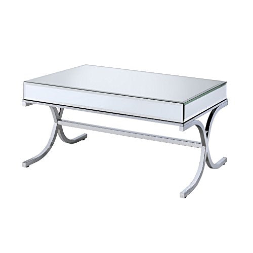 Acme Yuri Mirror Top Coffee Table In Chrome