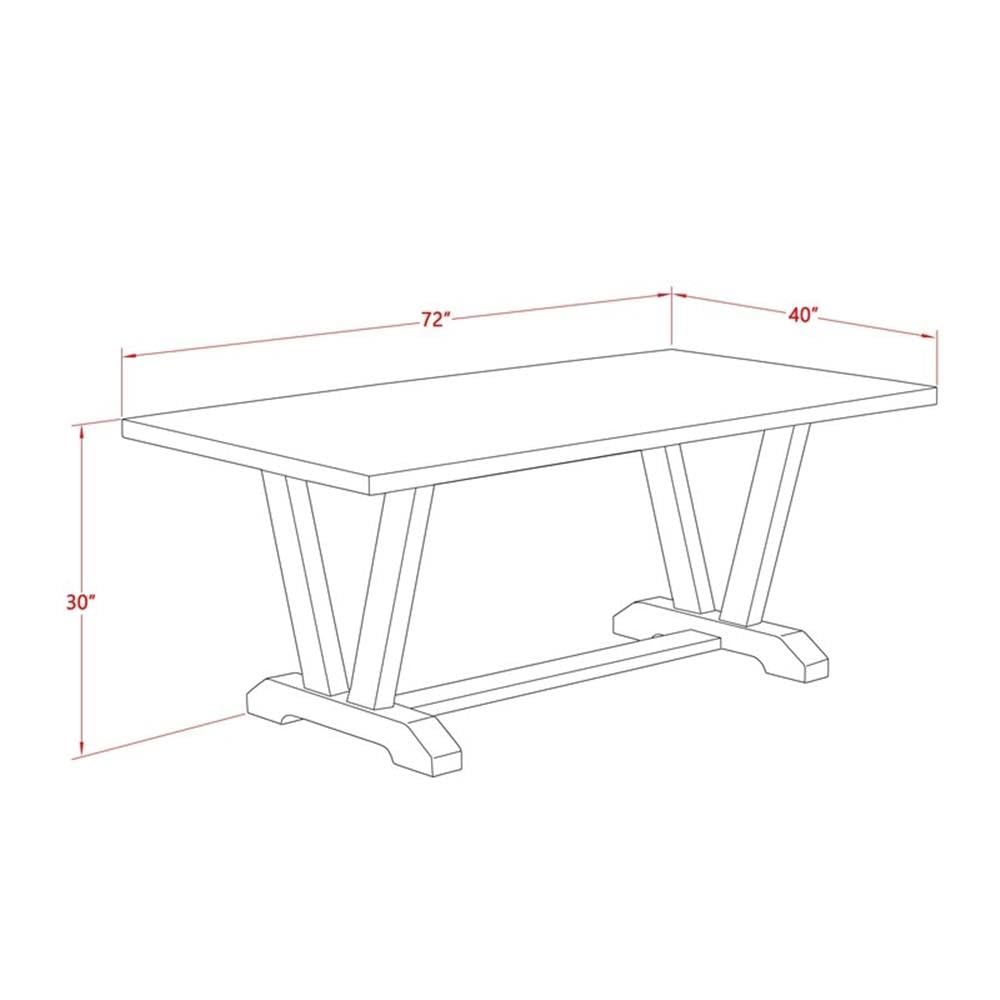 East West Furniture V-Style 40X72 In Dining Table With Wirebrushed Linen White Leg And Linen White Top Finish
