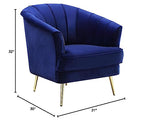 Acme Eivor Velvet Upholstered Chair in Blue
