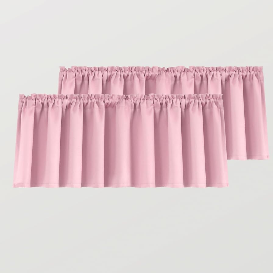 Mrs.Naturall Pink Valances for Windows 36x16 Inches Long