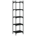vidaXL Black 5-Tier Bookcase - Industrial Style, Engineered Wood and Metal Frame