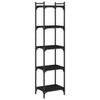 vidaXL Black 5-Tier Bookcase - Industrial Style, Engineered Wood and Metal Frame