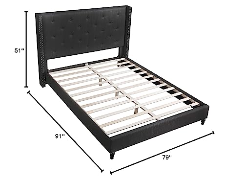 Best Master Furniture Vero Tufted Wingback Platform Bed, Cal King Black