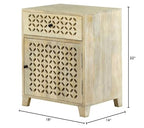 Coaster Lattice Cut-Out 1-Door Wood Accent Table in White Washed