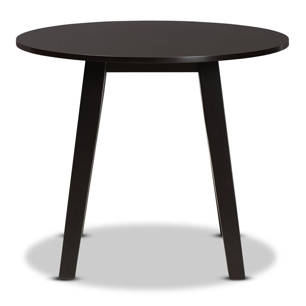 Baxton Studio Ela Modern and Contemporary Dark Brown Finished 35-Inch-Wide Round Wood Dining Table