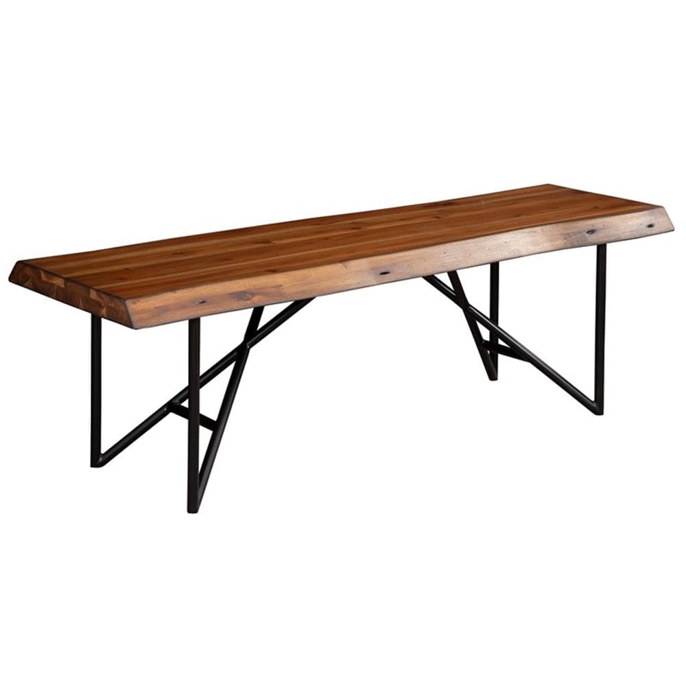 Alpine Furniture Live Edge Bench, 55 X 18 X 18, Brown And Black