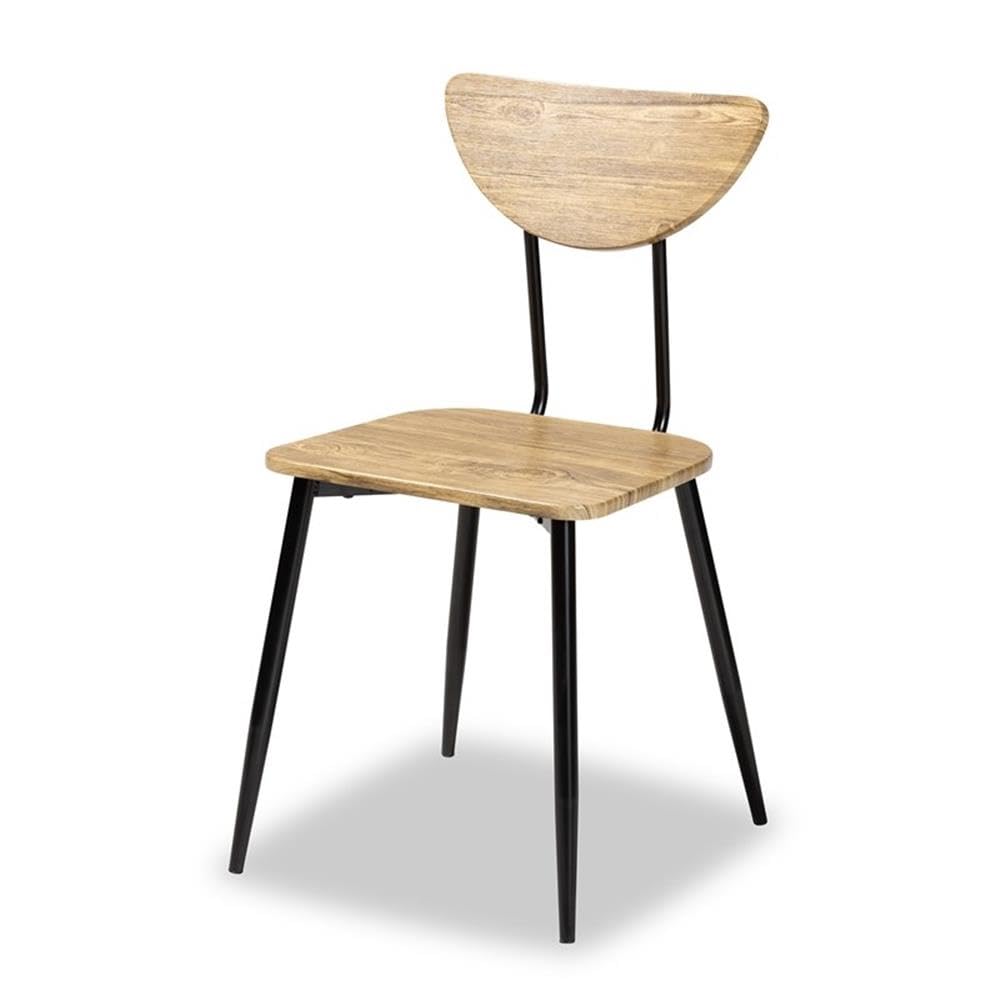 Baxton Studio Gianetta Mid-Century Oak Wood and Black Metal 5-Piece Dining Set