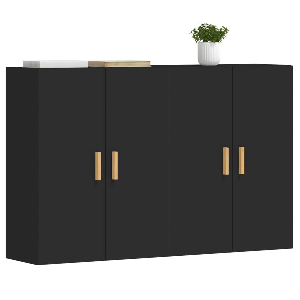 vidaXL Wall Cabinets 2 pcs Black Engineered Wood